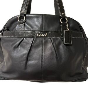 Coach Addison F18374 Black Leather Multifunction Laptop Travel Tote